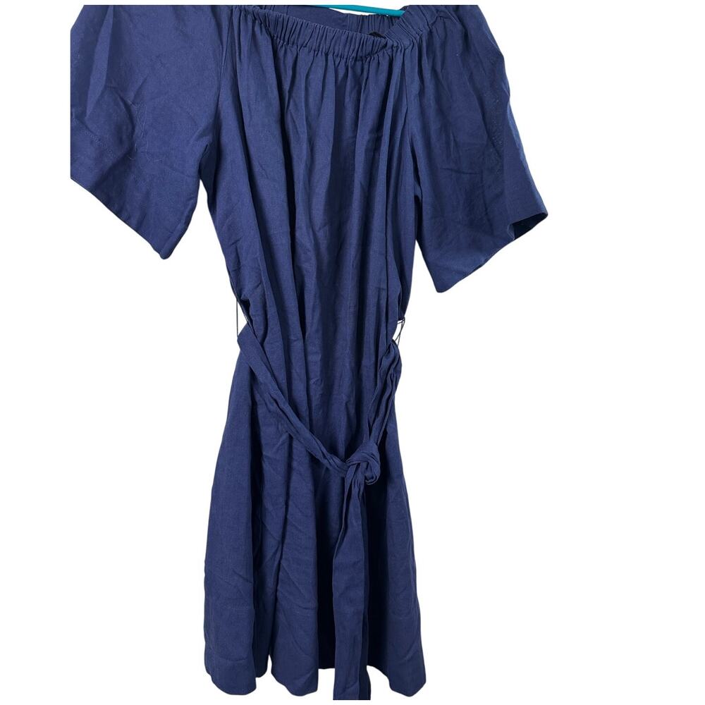 Banana Republic Linen Blend Off Shoulder Mini Dress - Indigo Blue - Size M - Picture 4 of 7